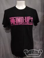 秀ING-UPプロレスリング Tシャツ(ブラック×ピンク)