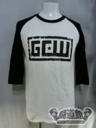 GCW ロゴ 七分丈Tシャツ①(ホワイト×ブラック)
